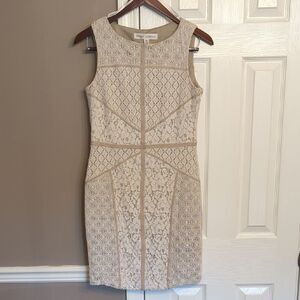 Maggy London Beige Lace Mini Dress
